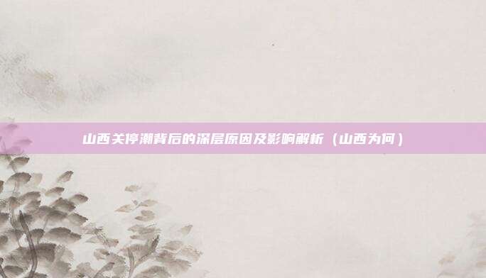 山西关停潮背后的深层原因及影响解析(山西为何)