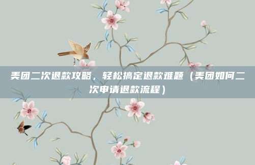 美团二次退款攻略,轻松搞定退款难题(美团如何二次申请退款流程)