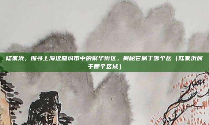 陆家浜,探寻上海这座城市中的繁华街区,揭秘它属于哪个区(陆家浜属于哪个区域)