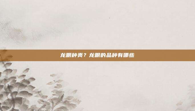 龙眼种类？龙眼的品种有哪些