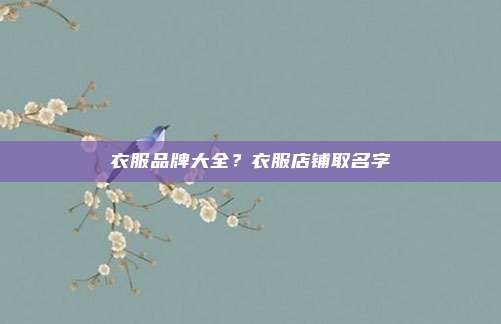 衣服品牌大全？衣服店铺取名字