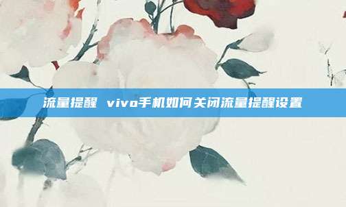 流量提醒 vivo手机如何关闭流量提醒设置