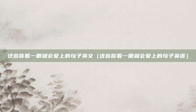 这些你看一眼就会爱上的句子英文（这些你看一眼就会爱上的句子英语）