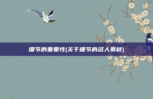 细节的重要性(关于细节的名人素材)
