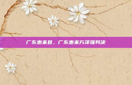 广东惠来县，广东惠来方泽强判决