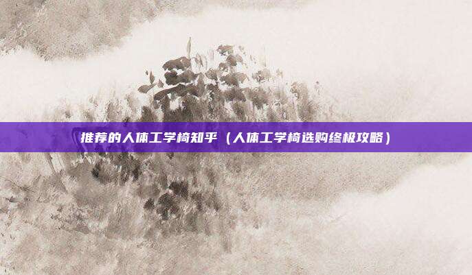推荐的人体工学椅知乎（人体工学椅选购终极攻略）