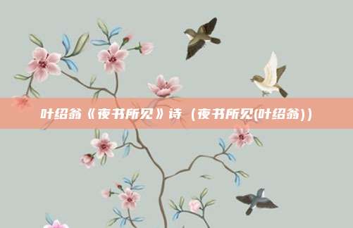 叶绍翁《夜书所见》诗（夜书所见(叶绍翁)）