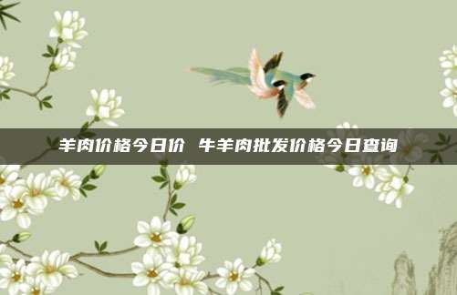 羊肉价格今日价 牛羊肉批发价格今日查询