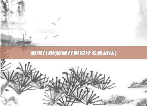 貔貅开眼(貔貅开眼说什么吉利话)