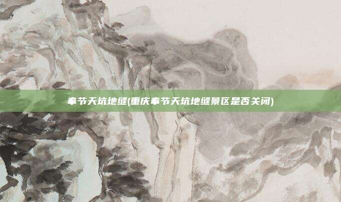 奉节天坑地缝(重庆奉节天坑地缝景区是否关闭)