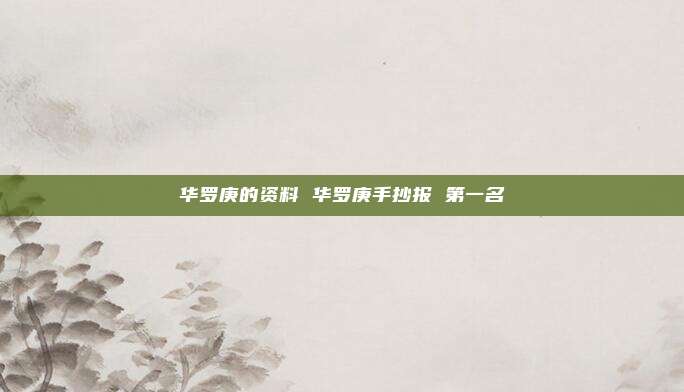 华罗庚的资料 华罗庚手抄报 第一名