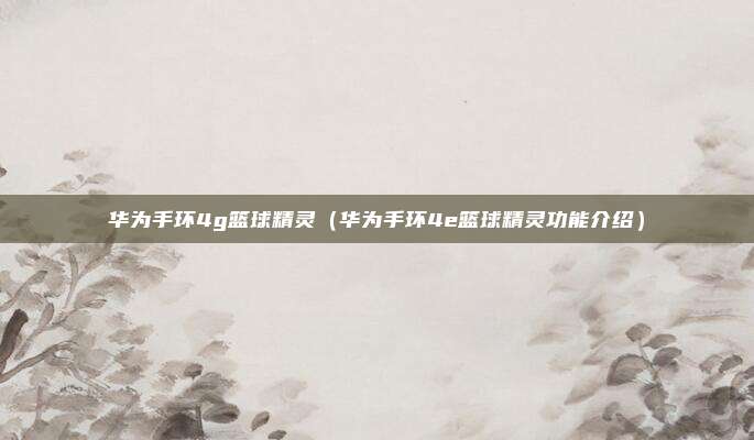 华为手环4g篮球精灵（华为手环4e篮球精灵功能介绍）