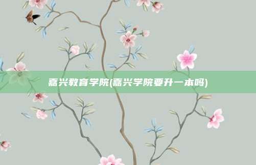 嘉兴教育学院(嘉兴学院要升一本吗)