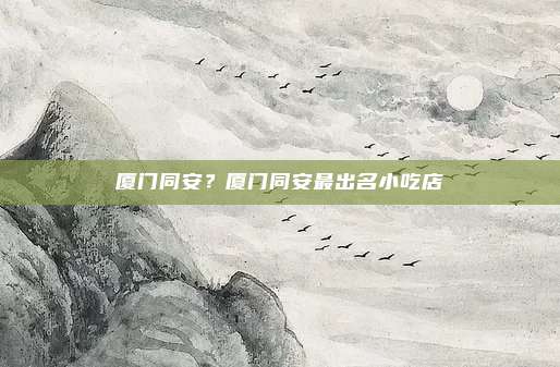 厦门同安？厦门同安最出名小吃店