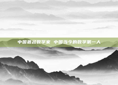 中国著名数学家 中国当今的数学第一人