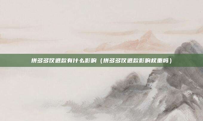 拼多多仅退款有什么影响（拼多多仅退款影响权重吗）