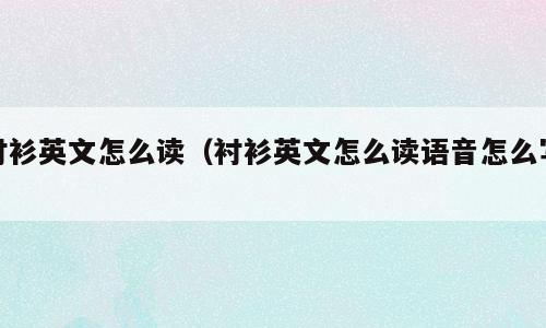 衬衫英文怎么读（衬衫英文怎么读语音怎么写）
