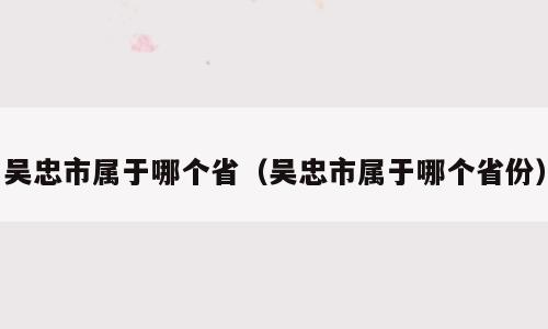 吴忠市属于哪个省（吴忠市属于哪个省份）