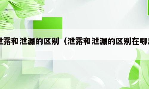 泄露和泄漏的区别（泄露和泄漏的区别在哪里）