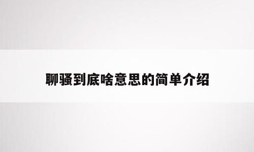 聊骚到底啥意思的简单介绍