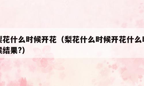 梨花什么时候开花（梨花什么时候开花什么时候结果?）