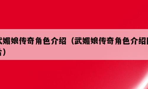 武媚娘传奇角色介绍（武媚娘传奇角色介绍图片）