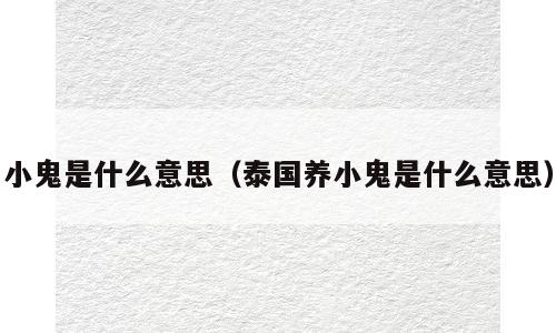 小鬼是什么意思（泰国养小鬼是什么意思）