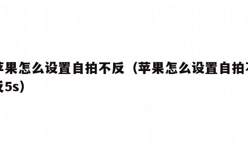 苹果怎么设置自拍不反（苹果怎么设置自拍不反5s）