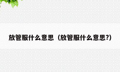 放管服什么意思（放管服什么意思?）