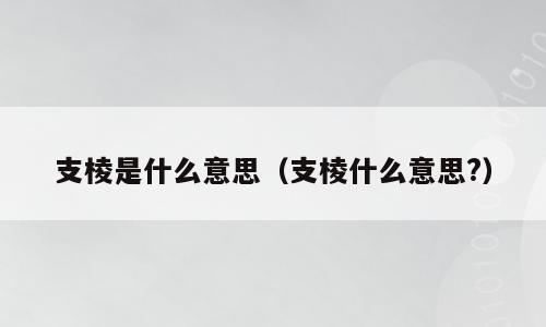 支棱是什么意思（支棱什么意思?）