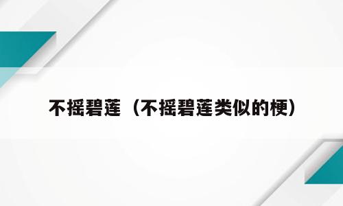 不摇碧莲（不摇碧莲类似的梗）