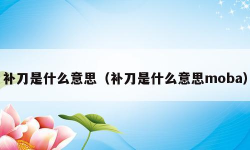 补刀是什么意思（补刀是什么意思moba）