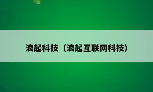 浪起科技（浪起互联网科技）