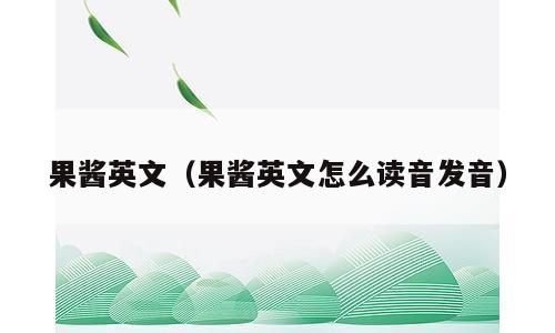 果酱英文（果酱英文怎么读音发音）