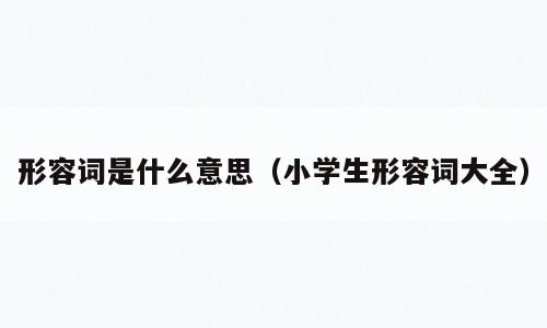 形容词是什么意思（小学生形容词大全）