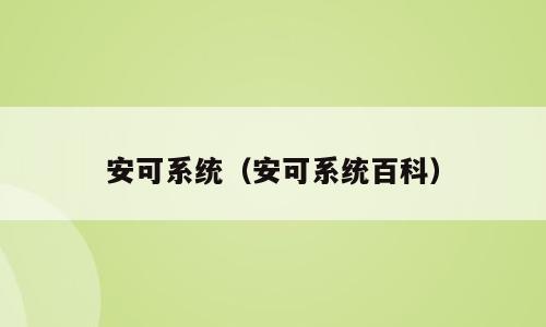 安可系统（安可系统百科）