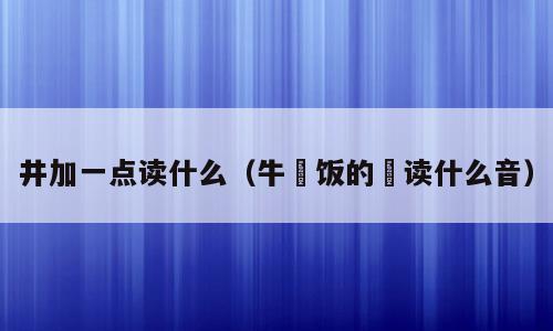 井加一点读什么（牛丼饭的丼读什么音）