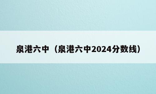 泉港六中（泉港六中2024分数线）