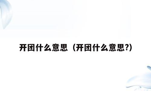 开团什么意思（开团什么意思?）