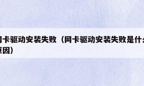 网卡驱动安装失败（网卡驱动安装失败是什么原因）
