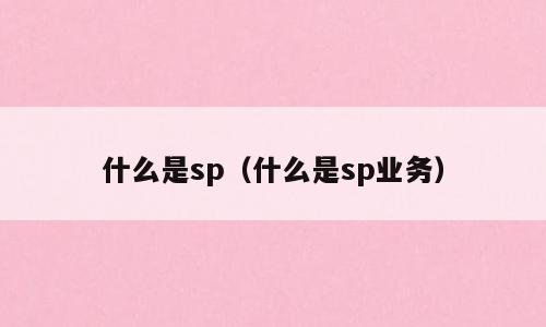 什么是sp（什么是sp业务）
