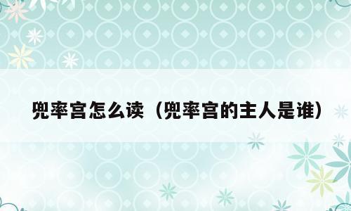 兜率宫怎么读（兜率宫的主人是谁）