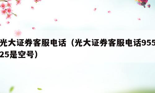 光大证券客服电话（光大证券客服电话95525是空号）
