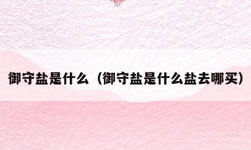御守盐是什么（御守盐是什么盐去哪买）