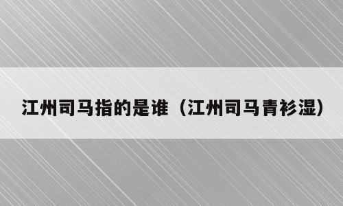 江州司马指的是谁（江州司马青衫湿）