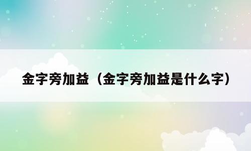 金字旁加益（金字旁加益是什么字）