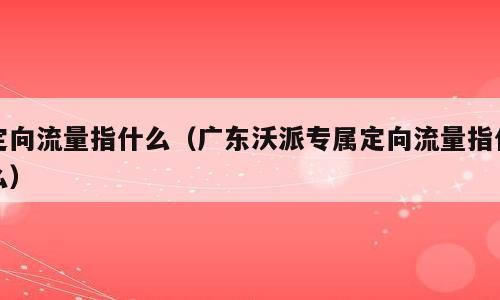 定向流量指什么（广东沃派专属定向流量指什么）