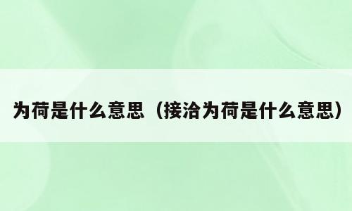 为荷是什么意思（接洽为荷是什么意思）