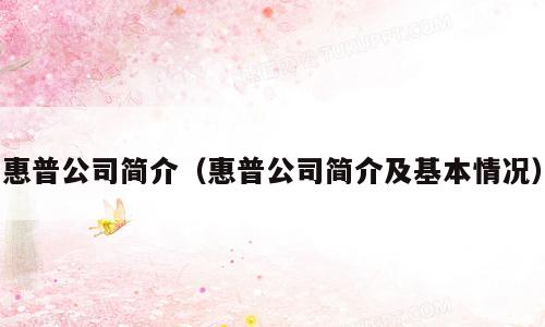 惠普公司简介（惠普公司简介及基本情况）