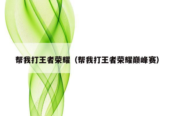 帮我打王者荣耀（帮我打王者荣耀巅峰赛）